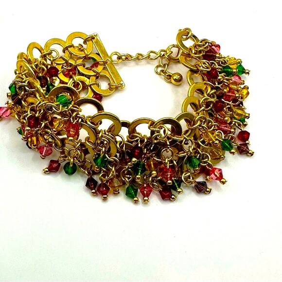 Joan Rivers Bracelet Dangle Gold Tone Circles Link Vintage VTG Retro Chunky - Picture 1 of 14